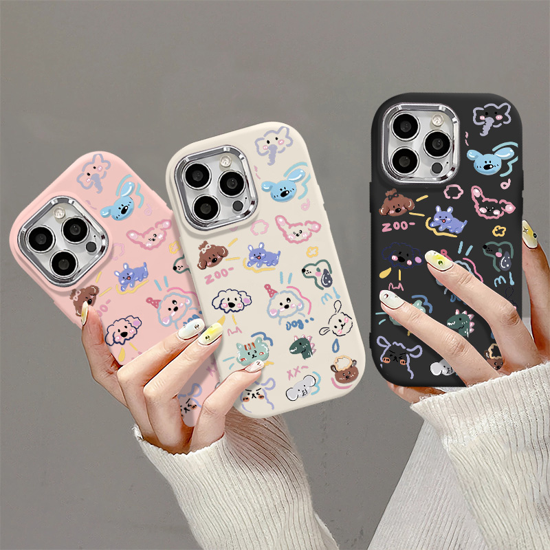 Ốp Điện Thoại Họa Tiết Động Vật Graffiti Nhiều Màu Sắc Tương Thích Cho IPhone 15 14 13 12 16Pro MAX 7 8 Plus X XR XS MAX SE2020 15plus Vỏ Mềm TPU Lỗ Lớn Cao Cấp