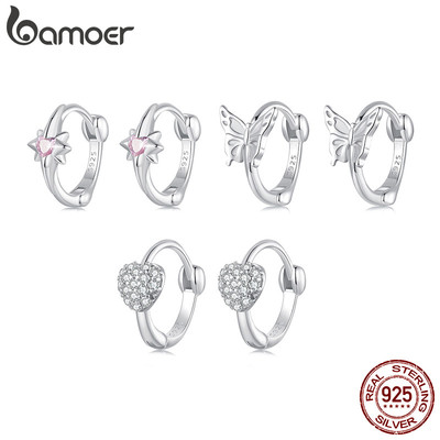 Bamoer 925 Sterling Sliver Bông Tai Tình Yêu Ngôi Sao Bướm Trang Sức Quà Tặng Cho Nữ