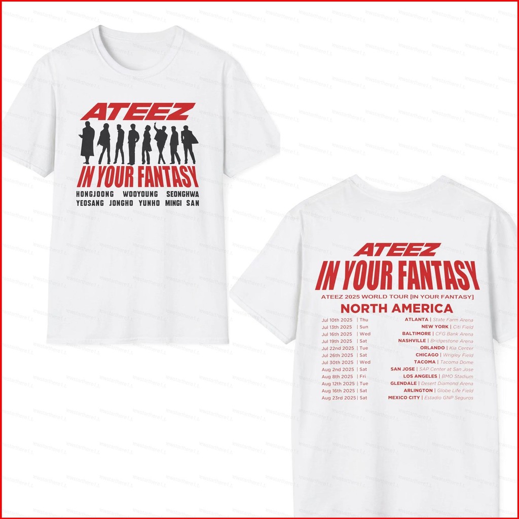 Áo thun NS1 Ateez World Tour 2025 In Your Fantasy - Hongjoong, Seonghwa, Yunho, YeoSang