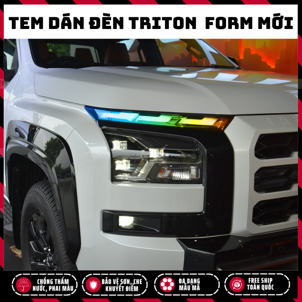 Tem dán đèn Triton 2024 - 2025, decal đèn Triton 2024-2025 bền màu chống nước Thegioidecalxe