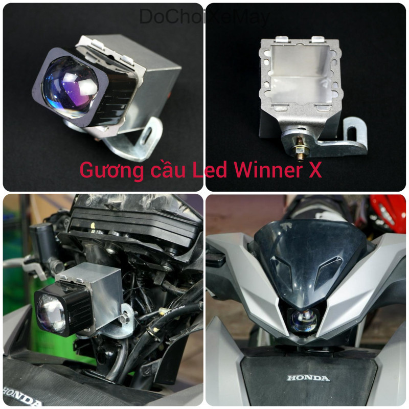 Bi cầu led 1.5 gắn vị trí hốc còi Winner X kính tím kèm hộp chống nước và pat , gắn lắp đặt như ZIN 