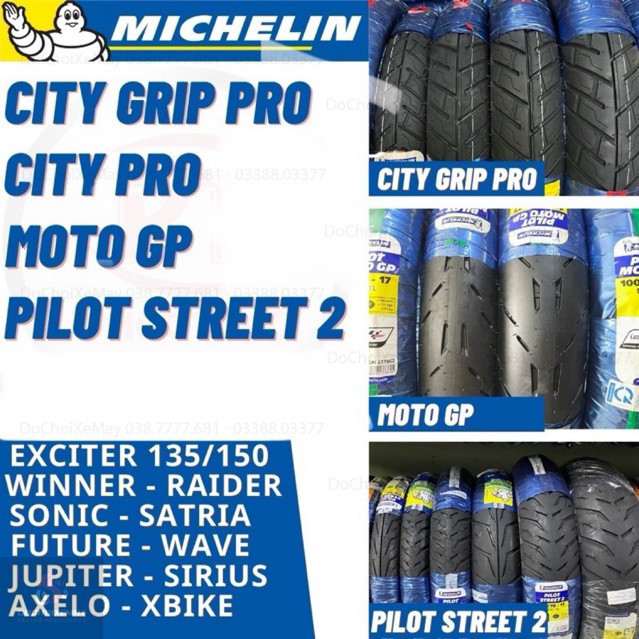 Vỏ Michelin xe số Pilot Street 2 - Moto Gp City Grip Pro City Pro. Vỏ Michelin 60/90-17 70/90-17 đến