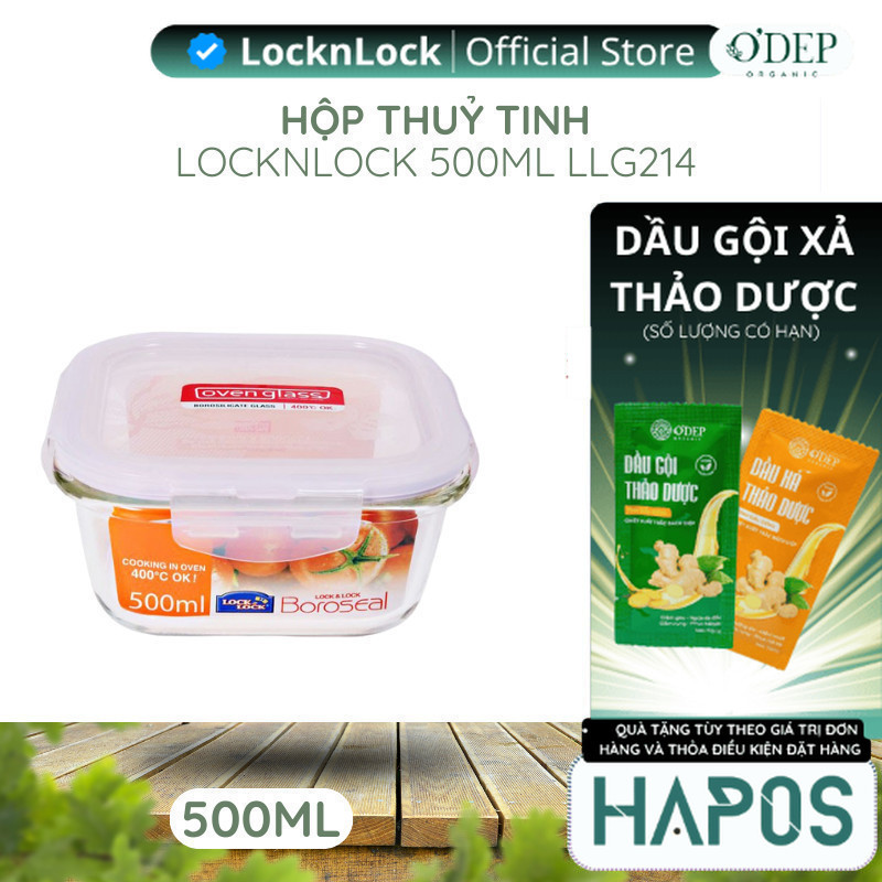 Hộp bảo quản thủy tinh vuông 500ml LocknLock Chính hãng LLG214  - HAPOS HOME