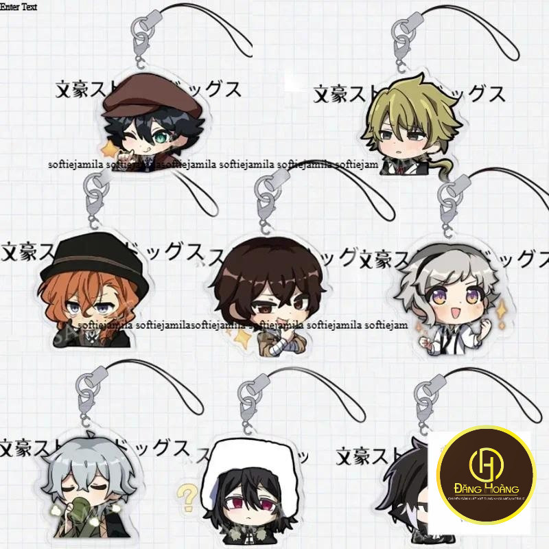 Dễ thương BSD wenhao Hoang Dã Chó điện thoại di động dây đeo Keychain Acrylic  Anime cosplay Dazai O