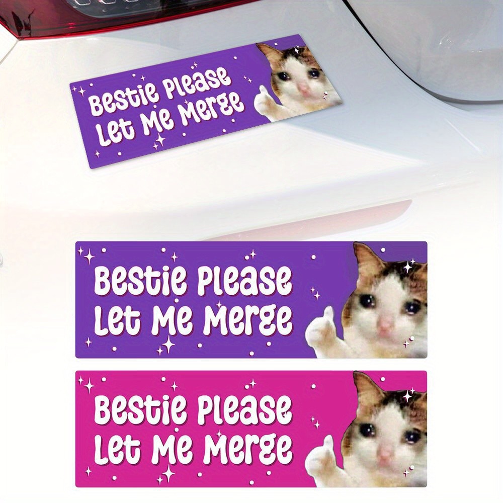 Bestie Please Let Me Merge Cat Crying Decal Dán Mèo Buồn Chống Thấm Nước
