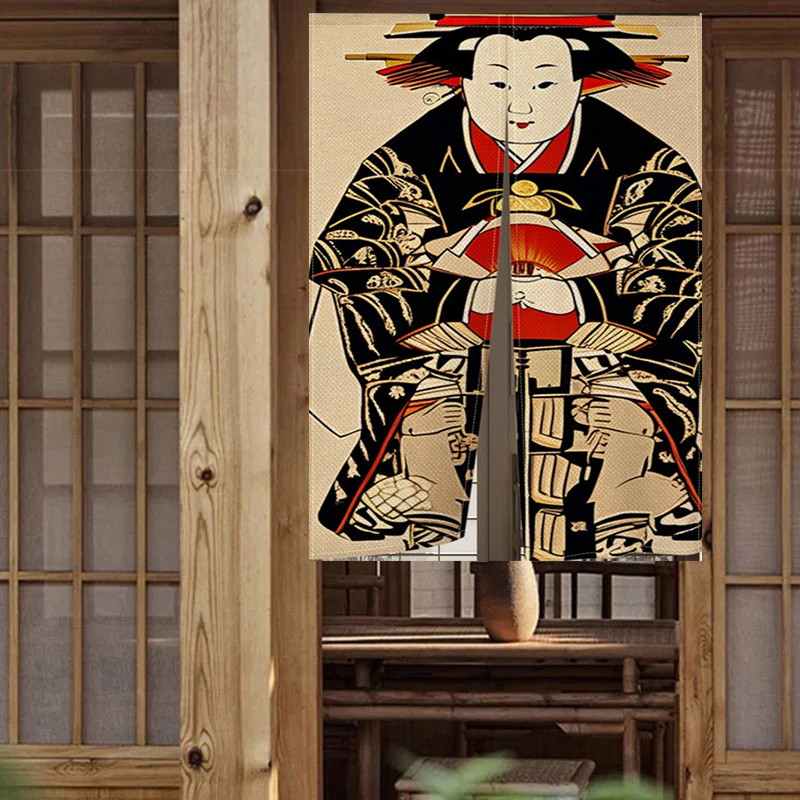 Phong Cách Nhật Bản Rèm Cửa Geisha Oiran Blossoms Phân Vùng Nhà Bếp Sushi Hiên Cửa Nửa Bình Treo Lối