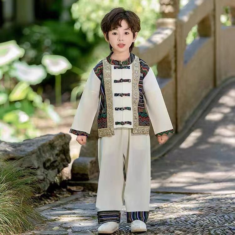 Trang phục buwan ng wika cho bé trai Trẻ em Trang phục truyền thống Bộ đồ Hanfu bé trai và trang phụ