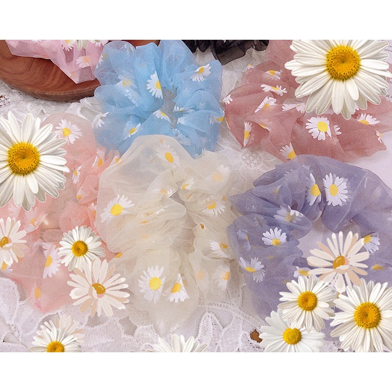 Dây buộc tóc Scrunchies hoa cúc