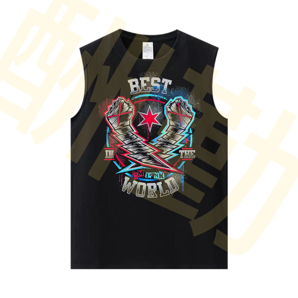Hàng sẵn có WWE Mới Tốt Nhất Thế Giới Đấu Vật CM Punk Punk Cổ Tròn 100% Cotton Áo Thun Top 808