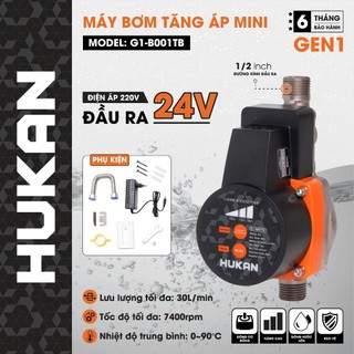  Máy bơm tăng áp mini HUKAN G1-B001TB Công suất 80w Đầu ra 1 2 inch Lưu lượng 30l phút 