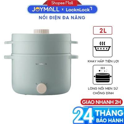 Nồi Lẩu Hấp Điện Đa Năng LocknLock Electric Multi Pot EJP156MIT 2L 600W, Hàng Chính Hãng - JoyMall