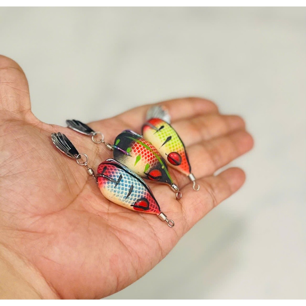 Nhái hơi chuột sóc H1 3.8cm nặng 7.5-14g trang bị chì đúc độ hở lưỡi cao