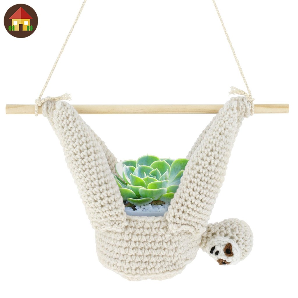 Sloth Plant Hanger Set Sloth Treo Plant Holder Handwoven Line Plant Holder SHOPTTKC4564