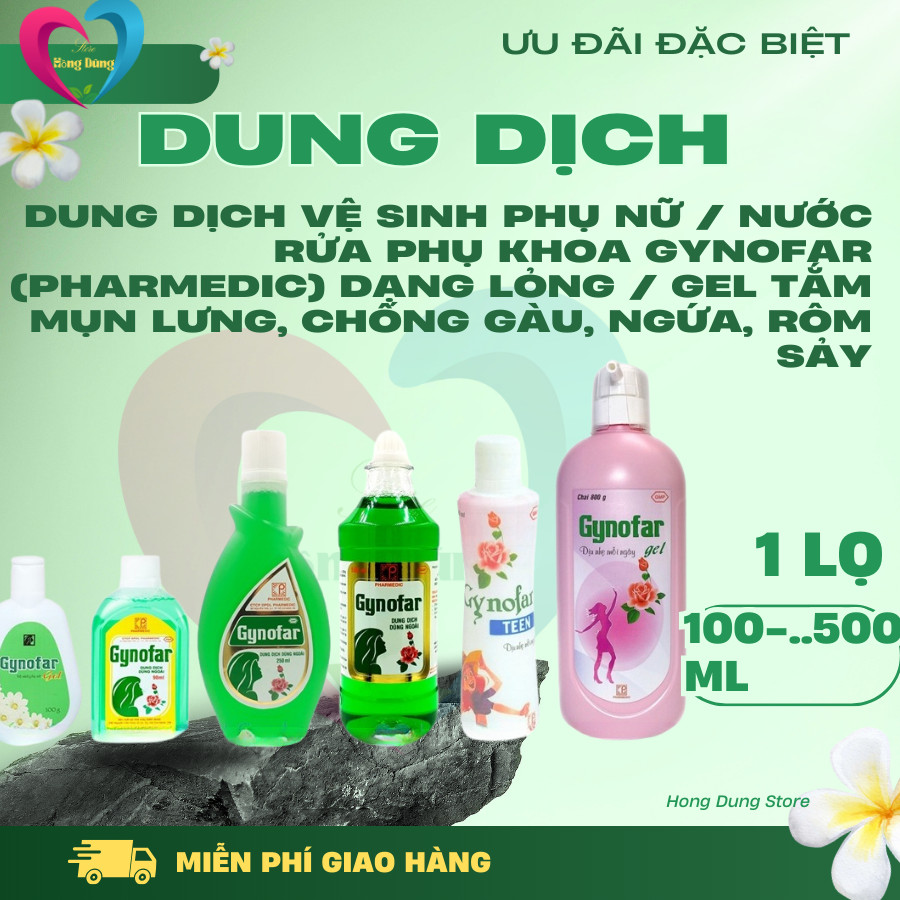 Dung Dịch Vệ Sinh Phụ Nữ Gynofar – Gel Tắm Mụn Lưng, Chống Gàu, Ngứa, Rôm Sảy – An Toàn Dịu Nhẹ