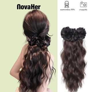  Tóc Tết Giả Móc Kẹp Đuôi Ngựa Hoa Hồng Đen - Phụ Kiện Tóc Thời Trang Nữ | Kiểu Dáng Tự Nhiên 