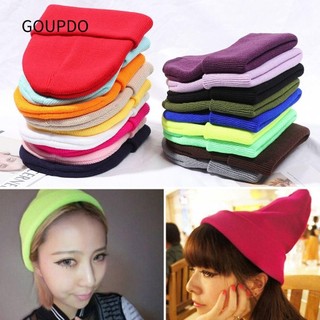 Goupdo Dệt Kim Beanies 18 Màu Chắc Chắn Dễ Thương Người Phụ Nữ / Nam Nữ Mũ Bò