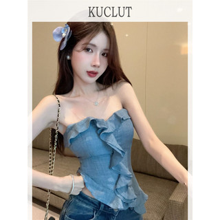 KUCLUT Áo 2 dây áo ba lỗ Thời trang hàn quốc Phong cách Gợi cảm Thông thường thanh lịch WBX2450L55 28Z240709