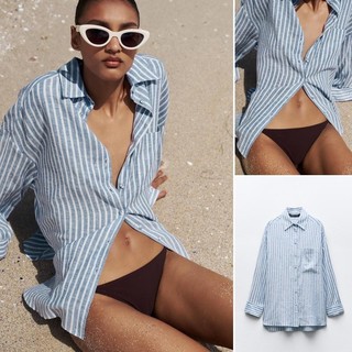 Áo sơ mi sọc dài tay phong cách mới mùa hè Zara8176848