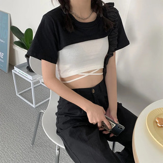 Áo thun ngắn tay mùa hè nữ màu trơn gợi cảm áo crop top Hàn Quốc (SL)