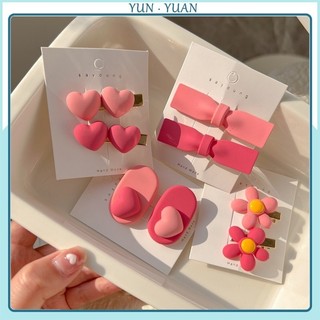 Màu hồng cô gái dễ thương kẹp bên nơ kẹp tóc hoa nổ kẹp bên mỏ vịt kẹp phụ kiện tóc dopamine
