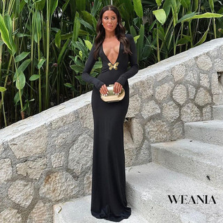 Weania Nữ Áo choàng thanh lịch Váy đuôi cá Deep V