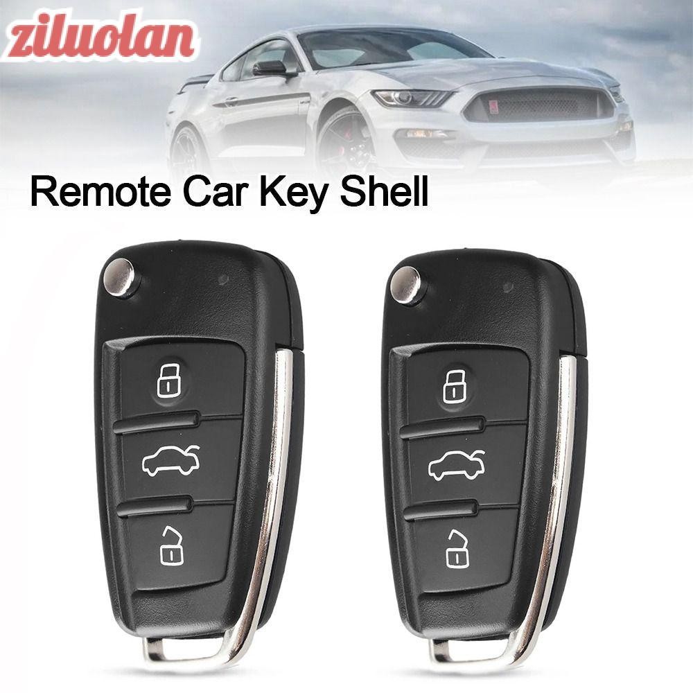 Vỏ chìa khóa ô tô ZILUOLAN, 3 nút Uncut Blade Remote Key, Phụ kiện ô tô Flip Key Fob Cover cho Audi 