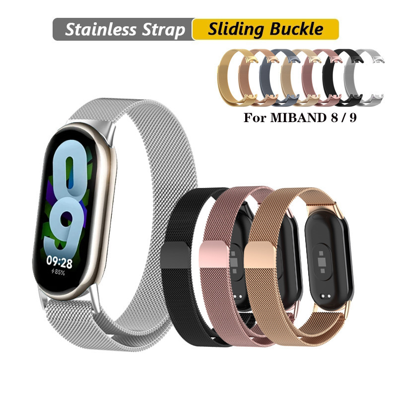 Dành Cho Xiaomi miband 10 Dây Đeo Bằng Thép Không Gỉ Cho miband 8 9 Dây Đeo Tay Vòng Từ Tính