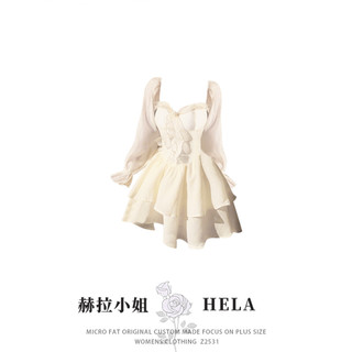 Đầm hela size S->3XL cổ vuông tay dài bồng nhẹ vải ren váy ngắn xếp tầng bồng xòe công chúa tiểu thư nhẹ nhàng nữ tính