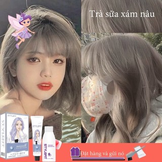 Thuốc Nhuộm Tóc Nâu Trà Sữa,thuốc nhuộm nâu tốt,thuốc nhuộm tại nhà tặng kèm oxy trợ dưỡng và bao tay