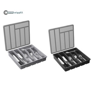 Dụng cụ tổ chức Silverware có nắp, Khay đựng dụng cụ có nắp cho ngăn kéo và mặt bàn nhà bếp, dao kéo bằng nhựa và đồ dùng phẳng