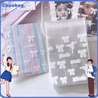 Chookey 50 chiếc Tay áo thẻ thần tượng, Gói nơ ba lê dùng một lần ngọt ngào, Phim hoạt hình tự dán ảnh Bưu thiếp bìa thẻ