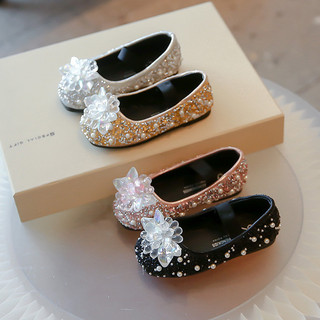 Thanh Lịch Ladylike Bé Gái Công Chúa Giày Đế Bằng Cho Tiệc Và Đám Cưới Sáng Kim Cương Ngọc Trai Slip-on Đế Mềm Trẻ Em 2-16 Tuổi