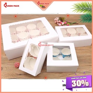 [HCM QP] [QP-CC] SET 10 Hộp Đựng Bánh Cupcake, Bánh Trứng Tart, Bánh Cupcake 4 bánh, 6 bánh, 12 bánh Màu Trắng