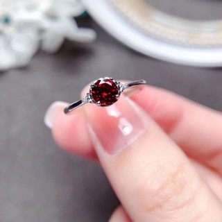 Nhẫn Nữ Đá Quý Đỏ Garnet S925 Bạc Thiết Kế Mở ins Phong Cách Đơn Giản Quà Tặng Sinh Nhật Nhật Hàn Quốc Tinh Tế