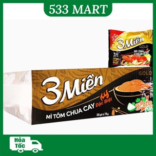 Thùng 30 gói Mì 3 Miền vị Tôm chua cay/ Bò hầm rau thơm 75g