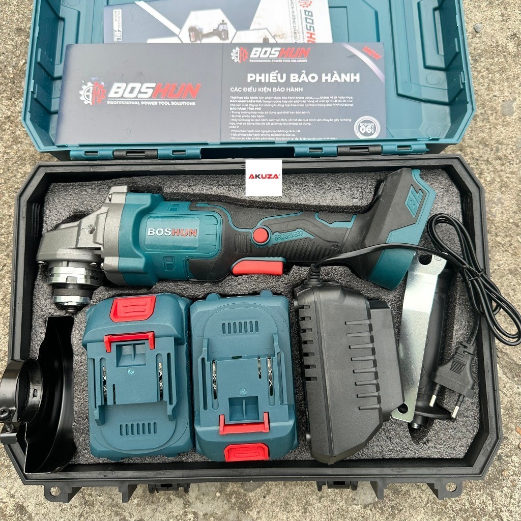 Máy Mài Pin BOSHUN BS:AG100BL Không Chổi Than 2 Pin 15 Cell , dây đồng 100% , akuza giá sỉ