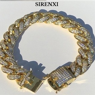 SIRENXI đeo tay mắt xích đính đá lấp lánh sang trọng thời trang dành cho cả nam và nữ