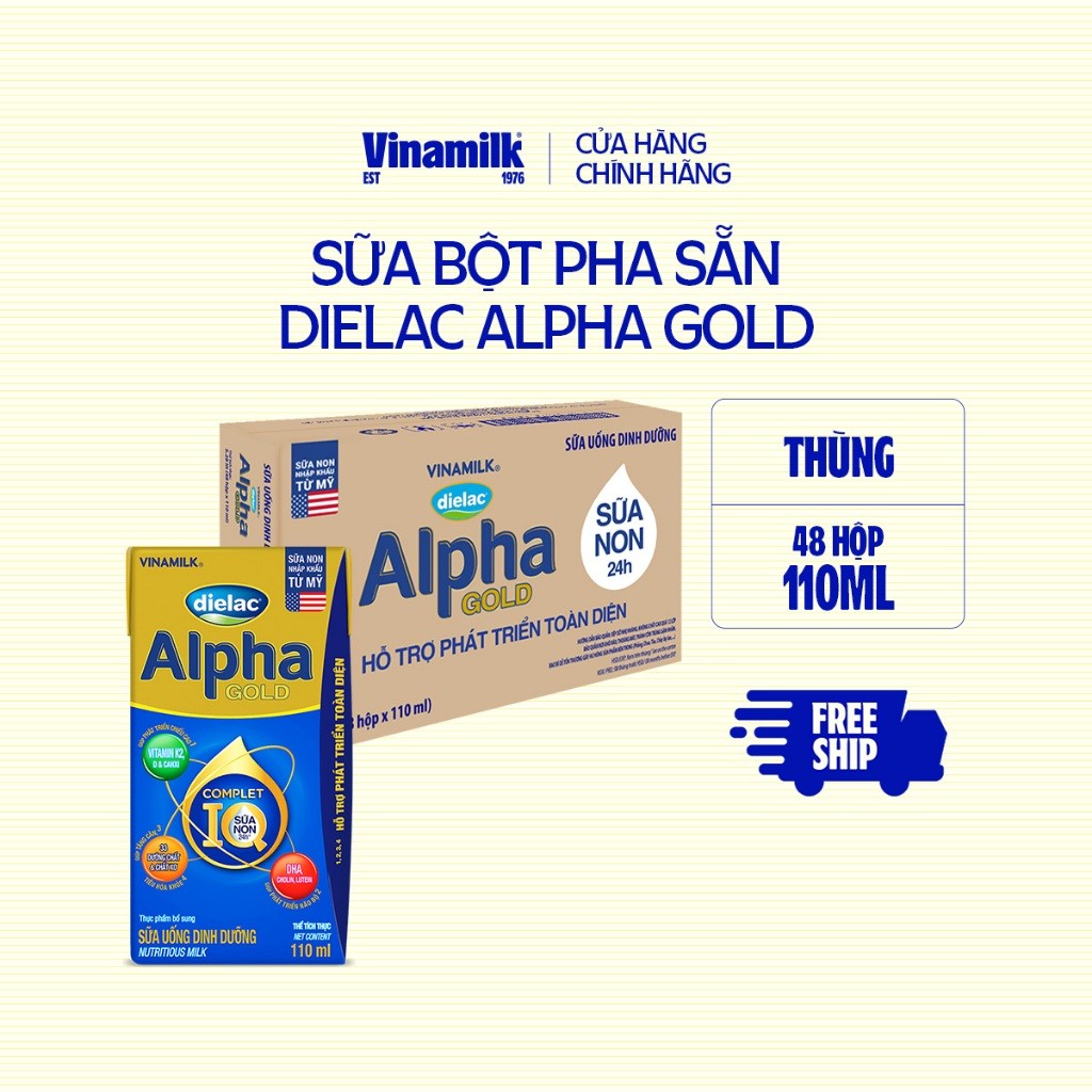 Sữa bột pha sẵn Dielac Alpha Gold  - Thùng 48 hộp 110ml