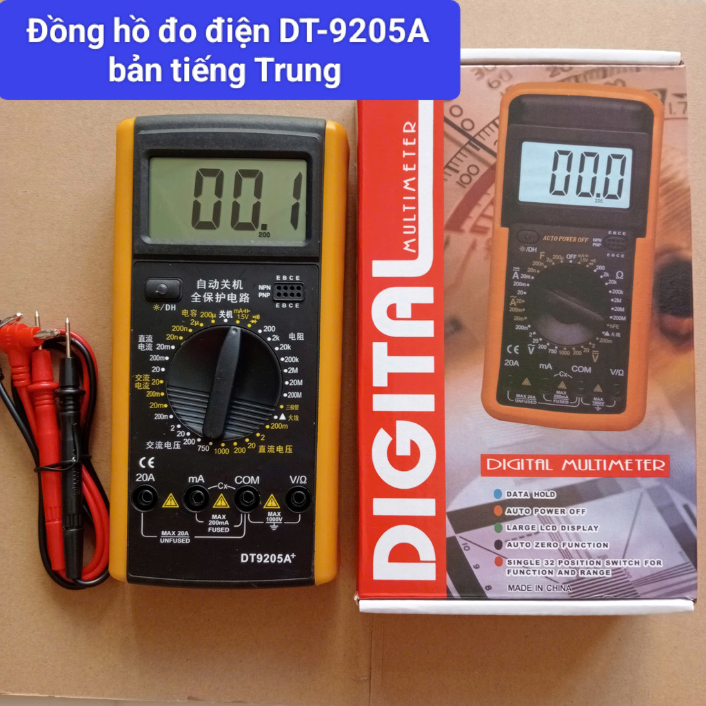Đồng hồ đo điện vạn năng DT 9205-A -bản tiếng Trung- Giá rẻ