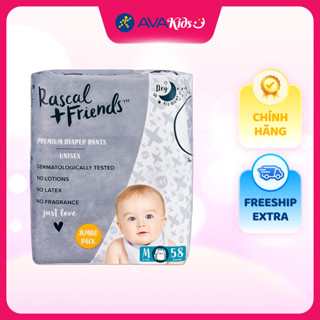 Tã quần RASCAL & FRIENDS size M 58 miếng (6 - 11 kg)