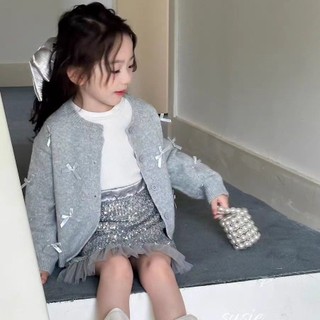 Áo len dệt kim bé gái Áo khoác mùa xuân thu