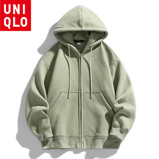 Áo Hoodie dáng rộng màu trơn Uniqlo Mỹ, Áo Hoodie có dây kéo cỡ lớn dành cho nam, Đơn giản, thoải mái và ấm áp