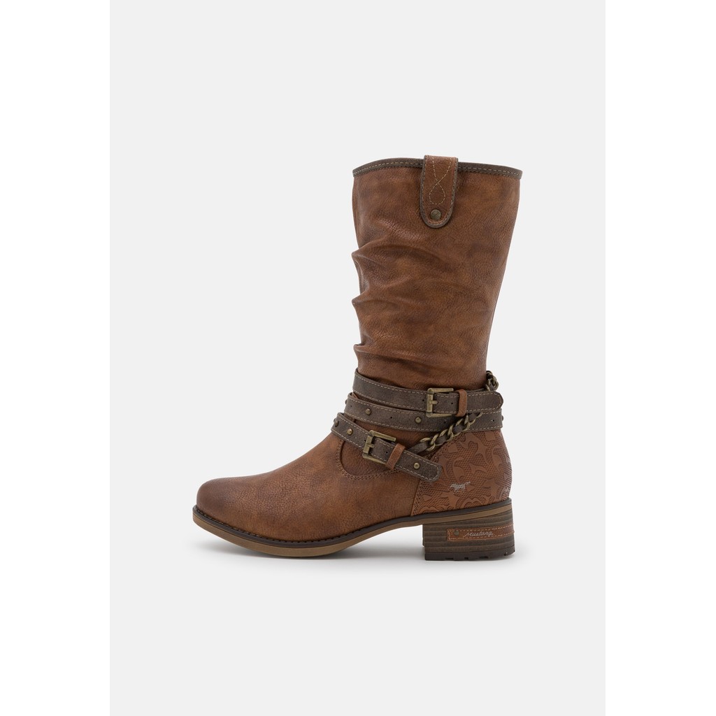 [ Hàng Auth - Full box ] Giày Boots chính hãng Mustang zippered winter - cognac brown - size 37