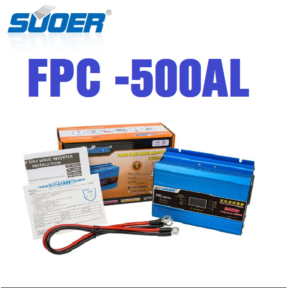 Bộ chuyển đổi điện FPC 12v -500AL SUOER Có Màn hình LCD - Biến Tần Sóng Sin Chuẩn 12V 220V 500W -Mẫu