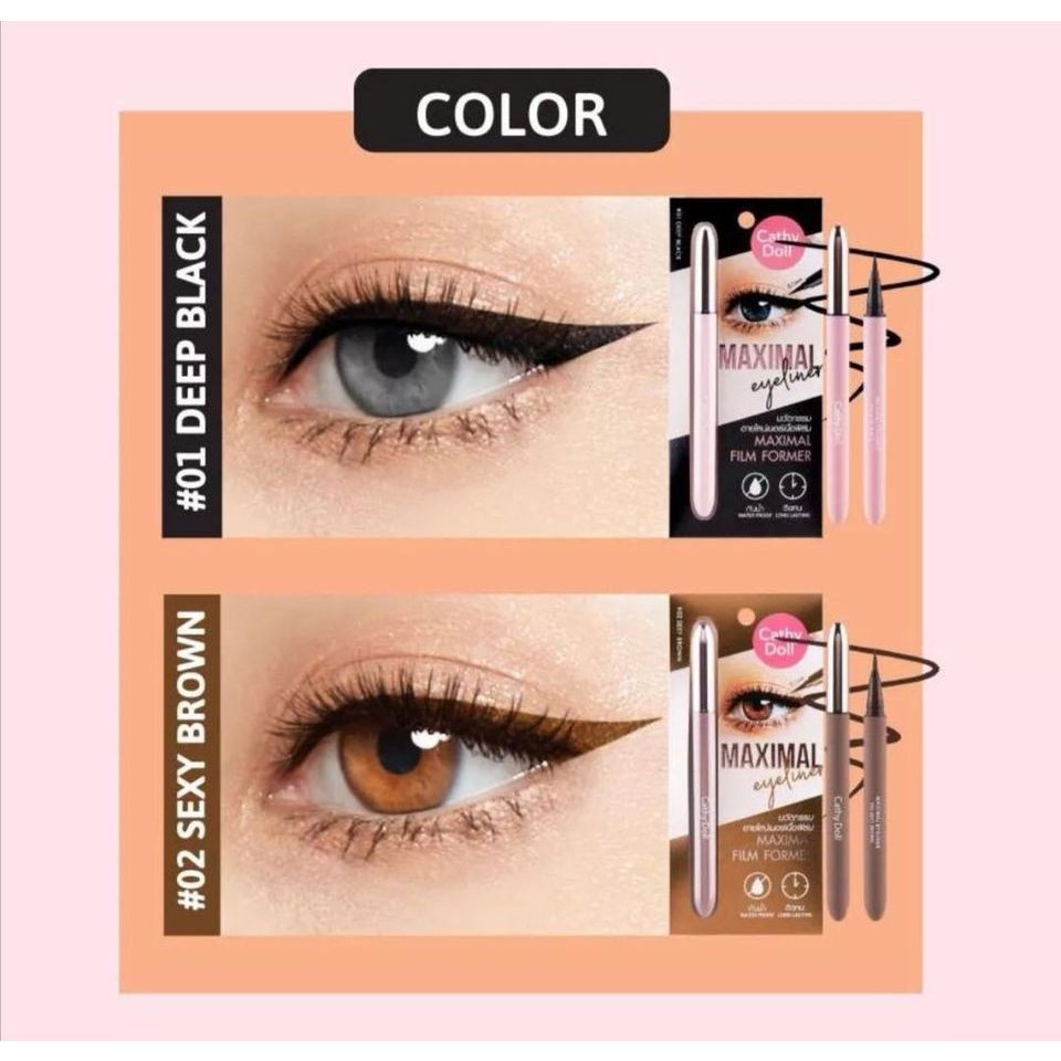 Kẻ mắt nước Cathy Doll 0.7ml – Cathy Doll Maximal Eyeliner – Nét mảnh, lâu trôi, chống lem