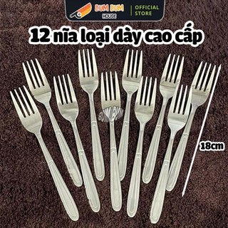 [Cao Cấp] Set 12 Nĩa lớn inox ăn cơm sườn dài 18cm, thịt nướng,4 răng không gỉ sét, rĩa ăn cao cấp sang trọng thích hợp