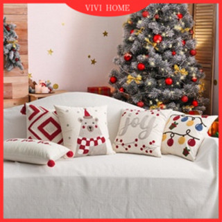  Vỏ Gối Tựa Đầu Thêu Họa Tiết Giáng Sinh Trang Trí Phòng Khách   Ghế sofa Kích Thước 45x45 
