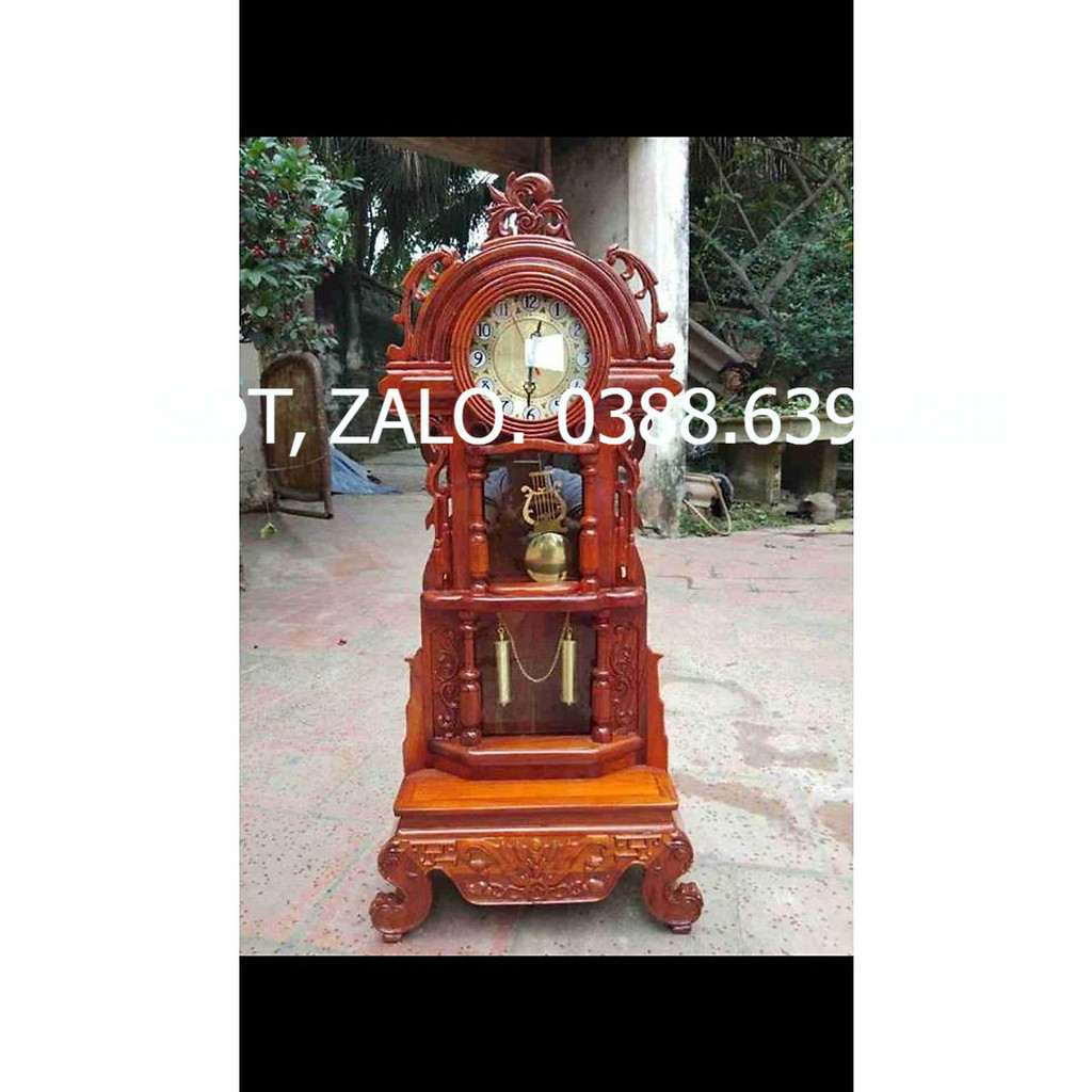 đồng hồ để bàn gỗ hương cao 90cm