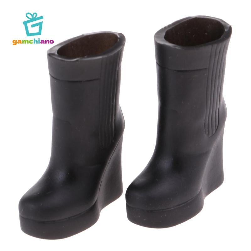 Gamchiano 12 Inch Búp Bê Giày Bốt Nhựa Cho Blythe Licca Búp Bê Quần Áo Phụ Kiện Màu Đen