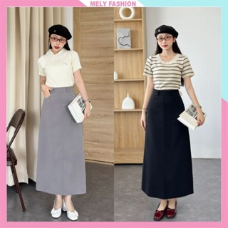  Chân váy chữ a dáng dài 85cm Mely Fashion xẻ sau cạp cao tôn dáng che khuyết điểm tốt có túi 2 bên bigsize CV106-02 